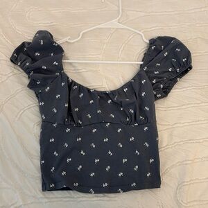 Hollister Cropped Blue Short Sleeve